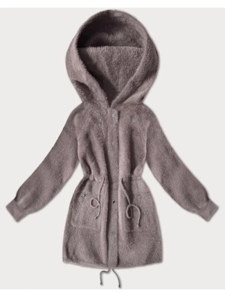 Vlněná bunda typu alpaka v kakaové barvě (W017#)