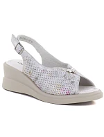 Šedé kožené dámské sandály na platformě Vinceza 26-79614