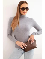 Dámský svetr z viskózy s rolákem a dlouhým rukávem šedý Dámský svetr z viskózy s rolákem a dlouhým rukávem šedý