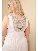 Dámské šaty Plus Size z viskózy s krajkou bez rukávů béžová