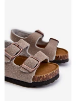 Dětské sandálky na korkové platformě se suchým zipem šedé Rorria