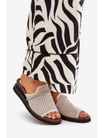 Dámské Klapky Na Klínu S Ozdobným Pásem Béžové Teriwes