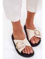 Dámské sandály na platformě se zlatou sponou béžové Jovira