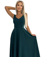 Dlouhé elegantní šaty s výstřihem Numoco CINDY - zelené