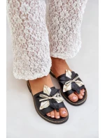 Pantofle S Dekorací Přírodní Kůže Zazoo 3574/Z Černé