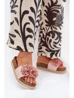 Dámské Sandály Na Platformě S Ozdobnými Květinami Růžové Tessara