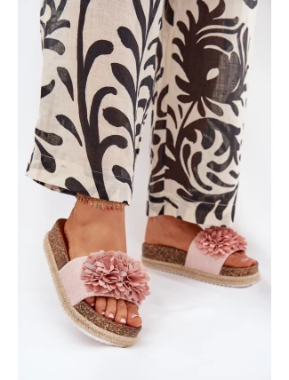 Dámské Sandály Na Platformě S Ozdobnými Květinami Růžové Tessara