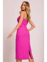 M843 Džínové midi šaty - růžové