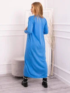 Sweter długi kardigan wiązany w talii jeansowy