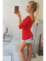 Halenka s kulatým výstřihem červená