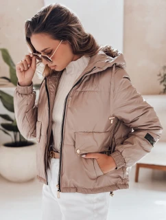 Dámská prošívaná bunda s kapucí ARON camel FashionStreet TY4398