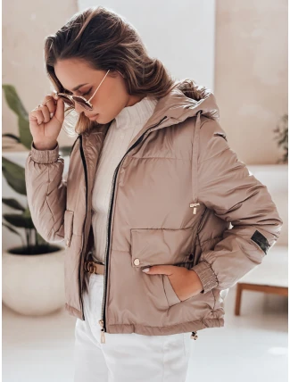 Dámská prošívaná bunda s kapucí ARON camel FashionStreet TY4398