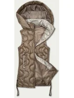 Tmavě béžová dámská vesta s ozdobným prošíváním S'West (B8338-12)