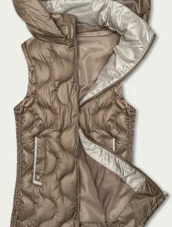 Tmavě béžová dámská vesta s ozdobným prošíváním S'West (B8338-12)