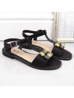 Zirkonové pohodlné sandály S.Barski W OLI261A černá Zirkonové pohodlné sandály S.Barski W OLI261A černá