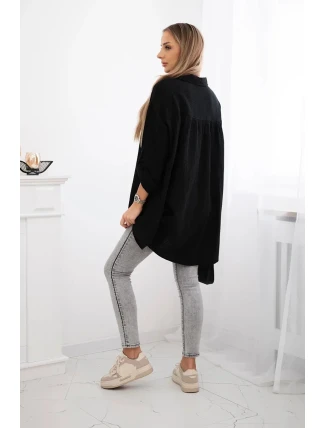 Bavlněná mušelínová košile černý Bavlněná mušelínová košile černý