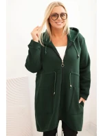 Dámská mikina zateplená Plus Size s kapucí a véčkovým výstřihem hnědá