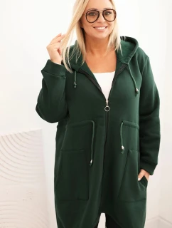 Dámská mikina zateplená Plus Size s kapucí a véčkovým výstřihem hnědá