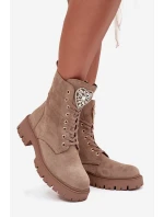 Dámské workery s krystaly na jazyku béžové Rosira