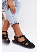 Dámské sandály Rímské ploché černé Belanessa