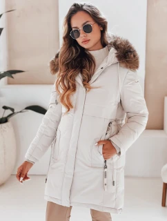 Dámská zimní bunda parka s kapucí světle béžová FashionStreet TY5083