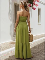 Dámské maxi šaty bez ramínek v limetkové barvě FashionStreet EY2666 Dámské maxi šaty bez ramínek v limetkové barvě FashionStreet EY2666
