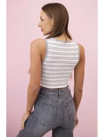 Top dámský bavlněný s výstřihem a zlatým akcentem šedá