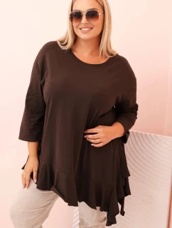 Dámská blůza Plus Size s bavlnou, kapsou a ohrnutým rukávem kiwi