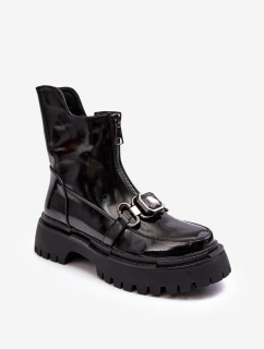 Dámské lakové boty na zip D&A MR870-94 černé