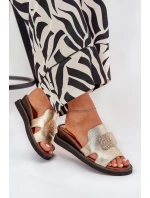 Dámské Klapky Na Klínu Eko Kůže Se Zdobením Zlaté Sarela Dámské Klapky Na Klínu Eko Kůže Se Zdobením Zlaté Sarela