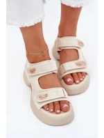 Dámské sandály se zlatými detaily béžové Luvira
