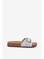 Dámské Pantofle S Přezkou Na Korkové Platformě Modré Zavira