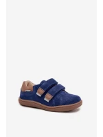 Kožené Dětské Polobotky Barefoot S Odrazkami Bartek 8600366 Tmavě Modré