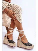 Vázané dámské sandály na klínu Černé Josephine