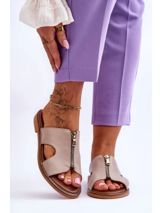 Dámské pantofle s ozdobným zipem Béžová Clarence