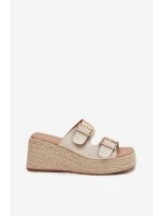 Dámské Pantofle Na Klínu S Pletením A Přezkami Zlaté Pasinea