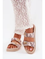 Vzorované Dámské Pantofle Na Platformě Béžové Sorina