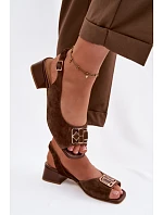 Elegantní sandály z přírodního semiše na podpatku D&A CE61-3127 Hnědé Elegantní sandály z přírodního semiše na podpatku D&A CE61-3127 Hnědé