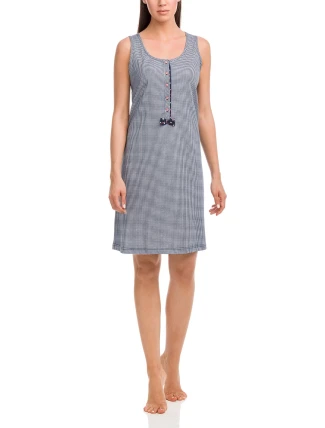 Dámská noční košile 12407-180 modrobílá - Vamp Dámská noční košile 12407-180 modrobílá - Vamp