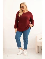 Svetr dámský plus size s lodičkovým výstřihem bordový