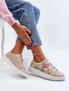 Dámské kožené tenisky Zazoo 024/TAMARA béžové