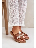 Pantofle S Dekorací Přírodní Kůže Zazoo 3574/Z Camel