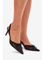 Krajkové Lodičky S Otevřenou Patou Černé Annivirae Krajkové Lodičky S Otevřenou Patou Černé Annivirae