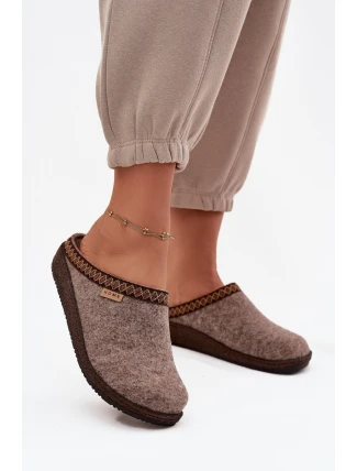 Ženské pantofle s výšivkou Inblu NL000009 tmavě béžové