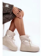 Dámské sněhule s ozdobným šněrováním světle béžová Siracna Dámské sněhule s ozdobným šněrováním světle béžová Siracna