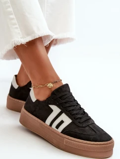 Dámské kožené tenisky Zazoo na platformě černé