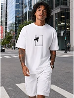 Pánské bavlněné tričko oversize s potiskem FashionStreet NX1046R Pánské bavlněné tričko oversize s potiskem FashionStreet NX1046R