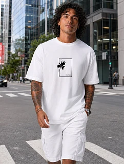 Pánské bavlněné tričko oversize s potiskem FashionStreet NX1046R