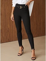 Dopasowane legginsy damskie prążkowane czarne FashionStreet UY3259 Dopasowane legginsy damskie prążkowane czarne FashionStreet UY3259