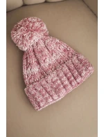 Dámská zimní čepice s bambulí z vlny K424 světle růžová Dámská zimní čepice s bambulí z vlny K424 světle růžová